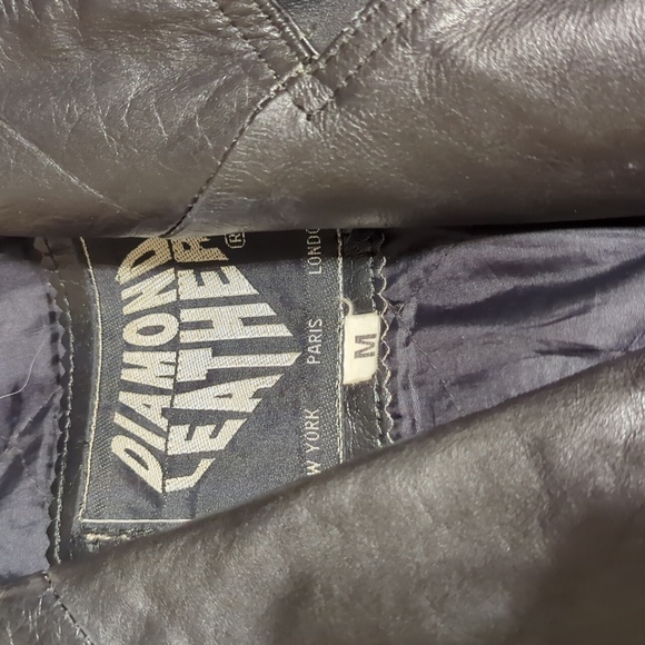 Vintage VTG Diamond Leather motorcycle moto fringe jacket coat sz M medium - Picture 2 of 16